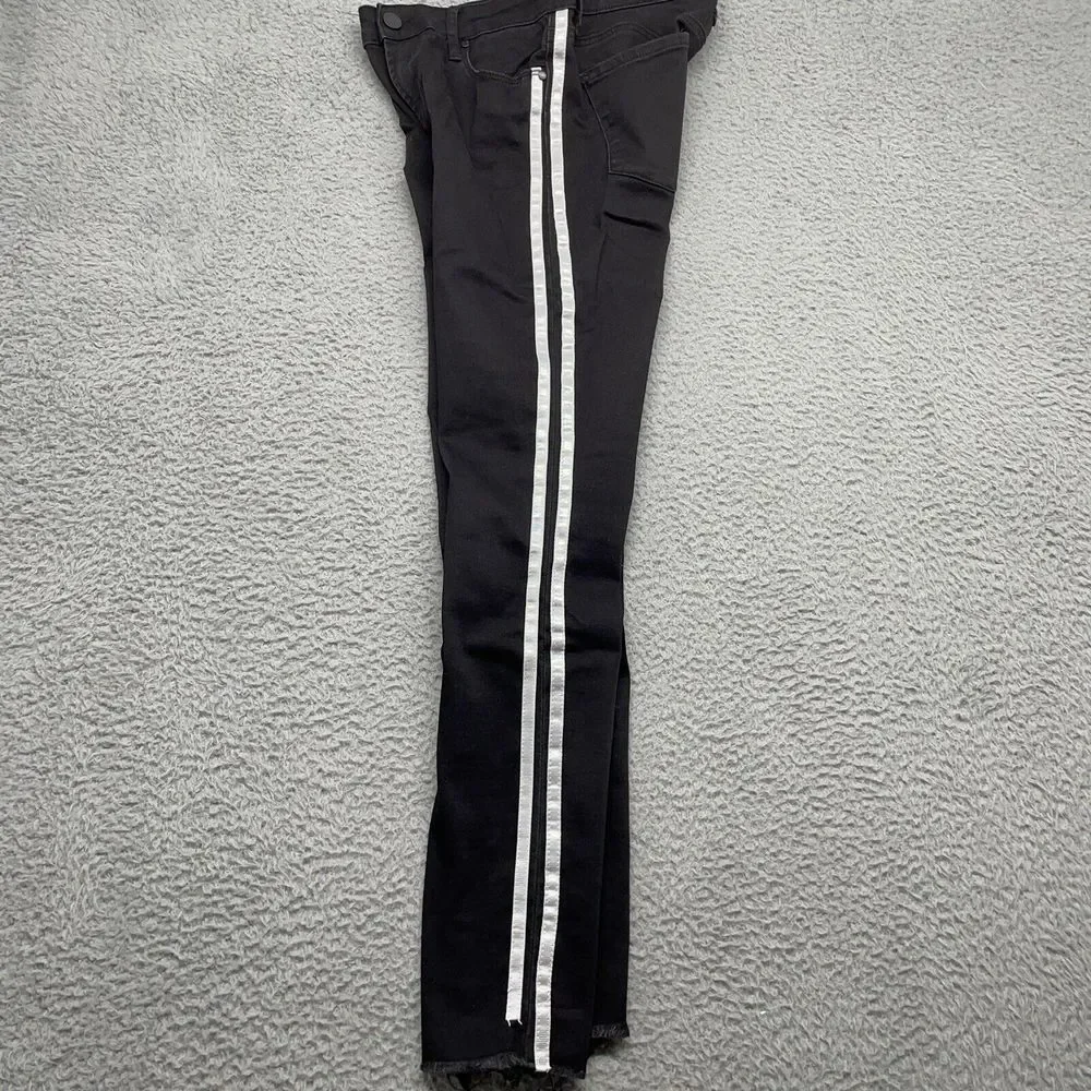 Articles of Society Jeans Womens 27 Black Side Stripes Raw Hem Skinny Fit - Picture 13 of 15